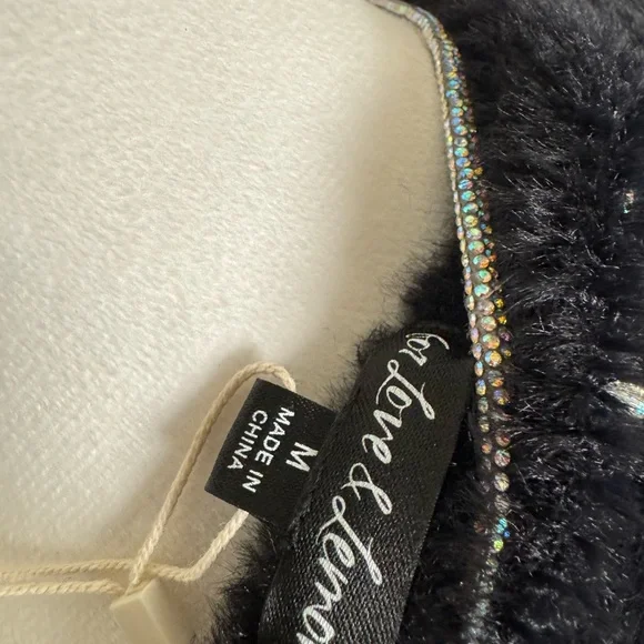 For Love And Lemons Black Faux Fur Rhinestone Top & Skirt Set NW/OT, M/L - Picture 5 of 7